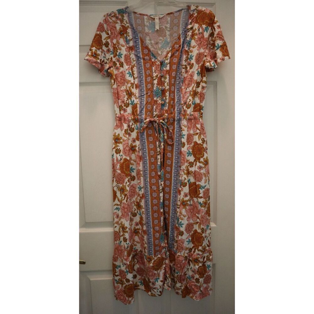 Matilda Jane Women's Sz M Floral Print Just For A Moment Button Down Dress